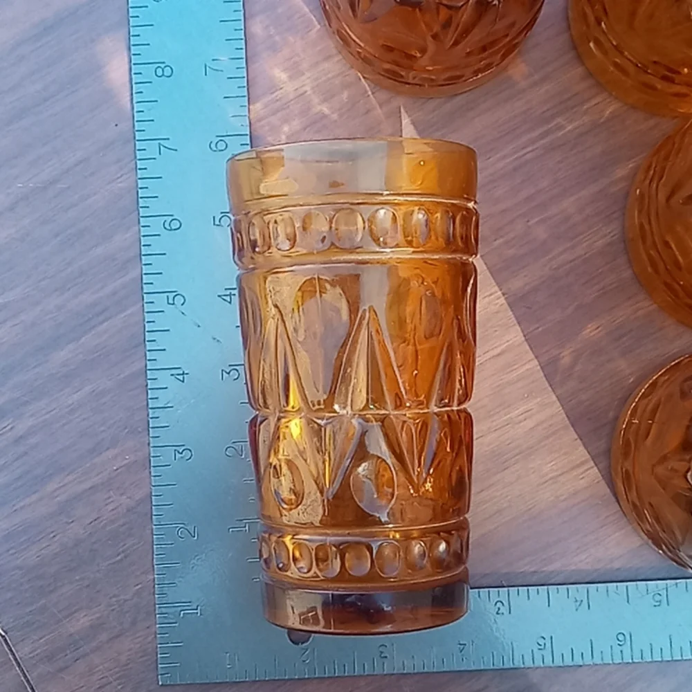 Antique Amber Glass Tumbler Set of Five - Picture 3 of 5
